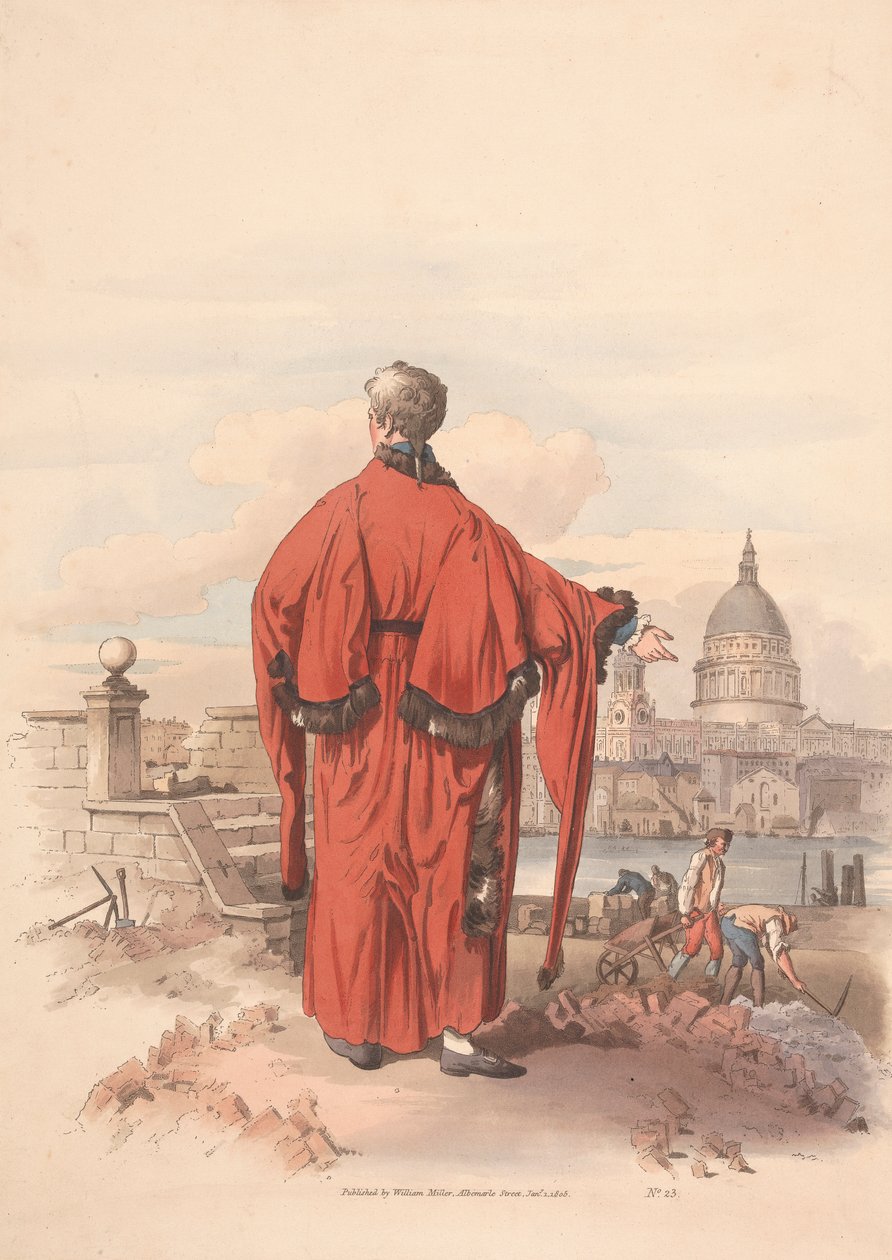Vista de St. Pauls desde el otro lado del río con un personaje ataviado en primer plano de Unknown artist
