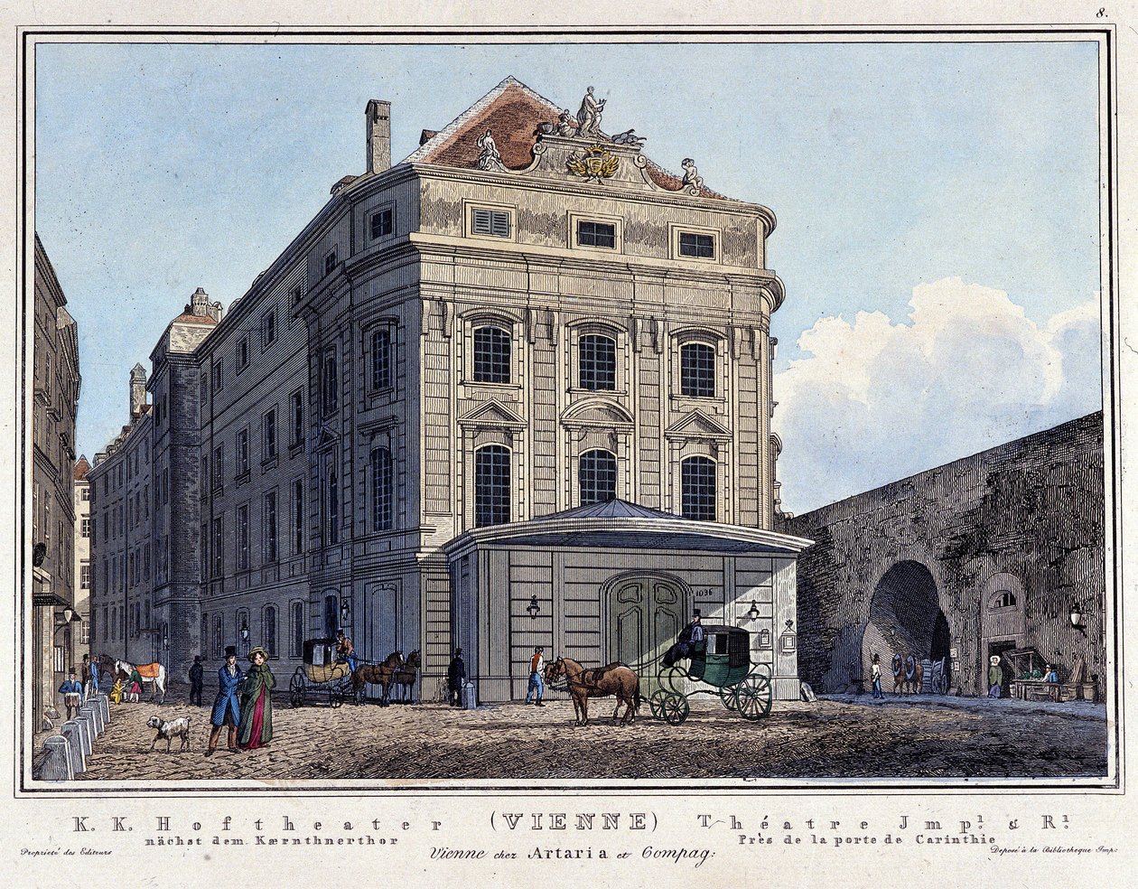 Vista del Teatro Nacional de la Corte en Viena en el siglo XIX de Unknown artist