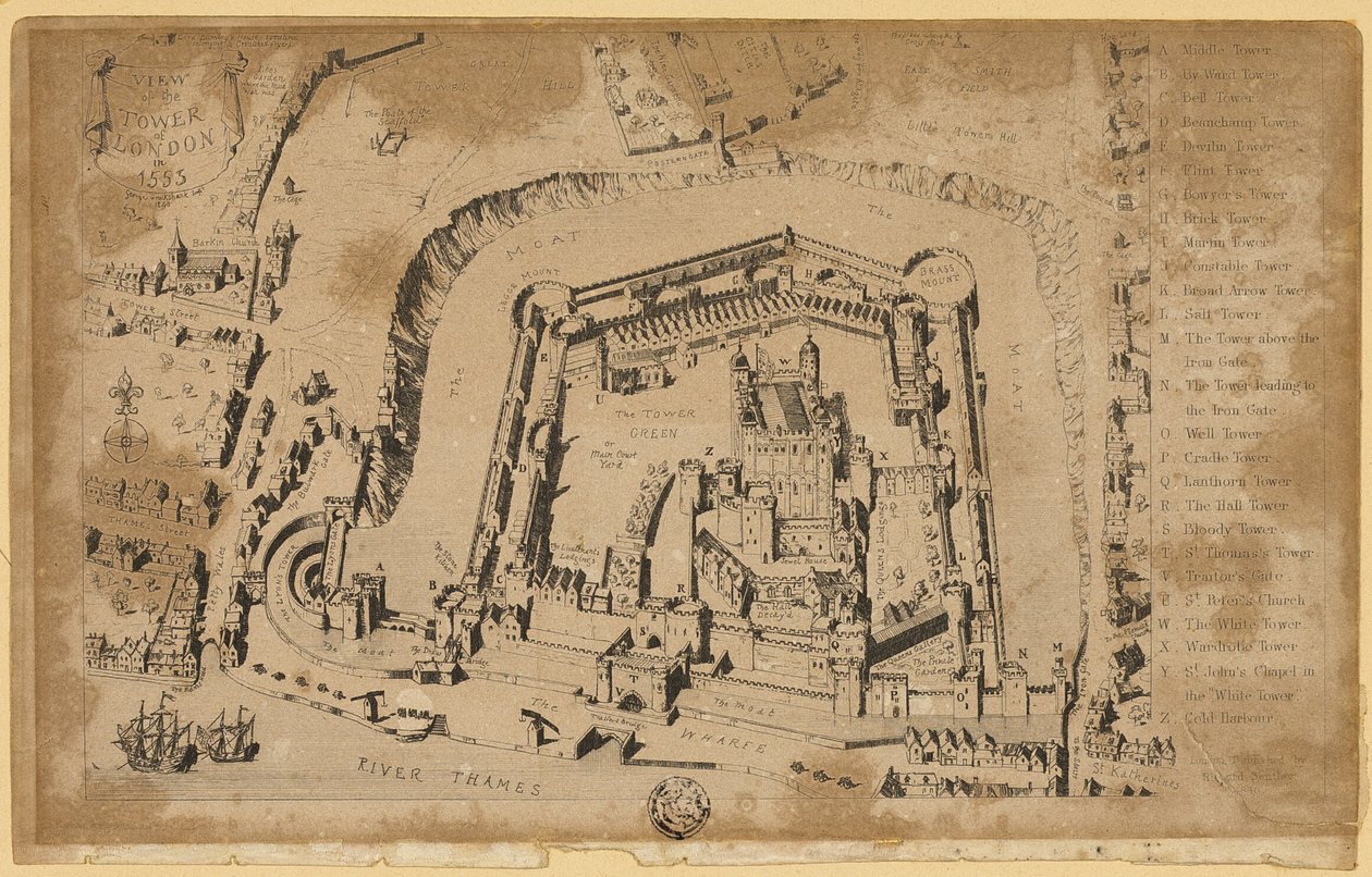 Vista de la Torre de Londres en 1553 de Unknown artist