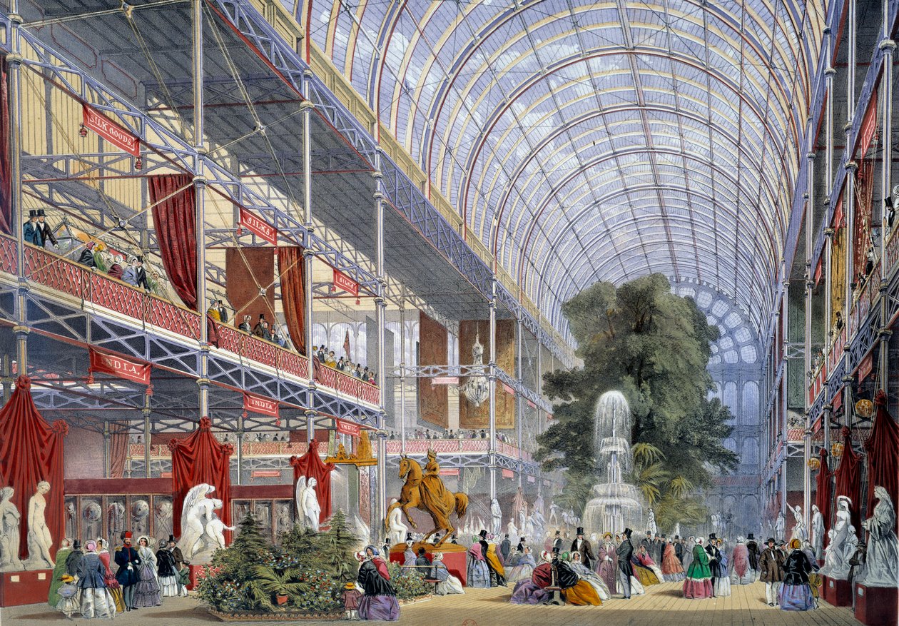 Vista de la Exposición Universal en el Crystal Palace, construido por Joseph Paxton para la ocasión, en 1851 en Londres de Unknown artist