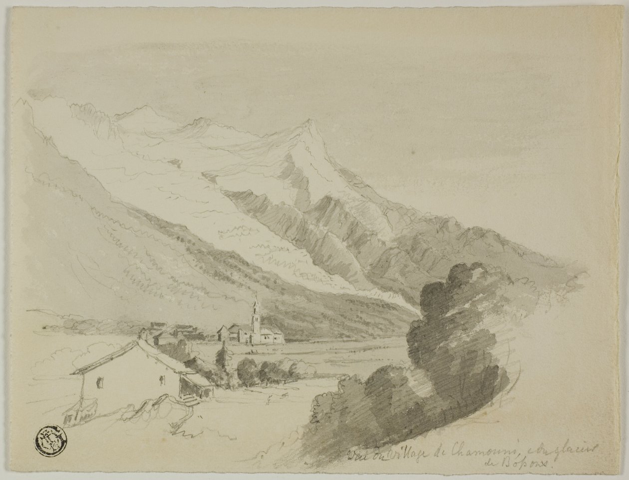 Vista del pueblo de Chamonix y el glaciar Bossons de Unknown artist
