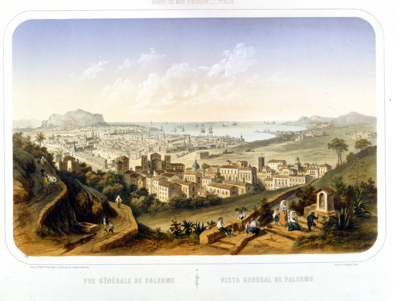 Vista de la ciudad de Palermo. 1850. Grabado de 1860 de Unknown artist