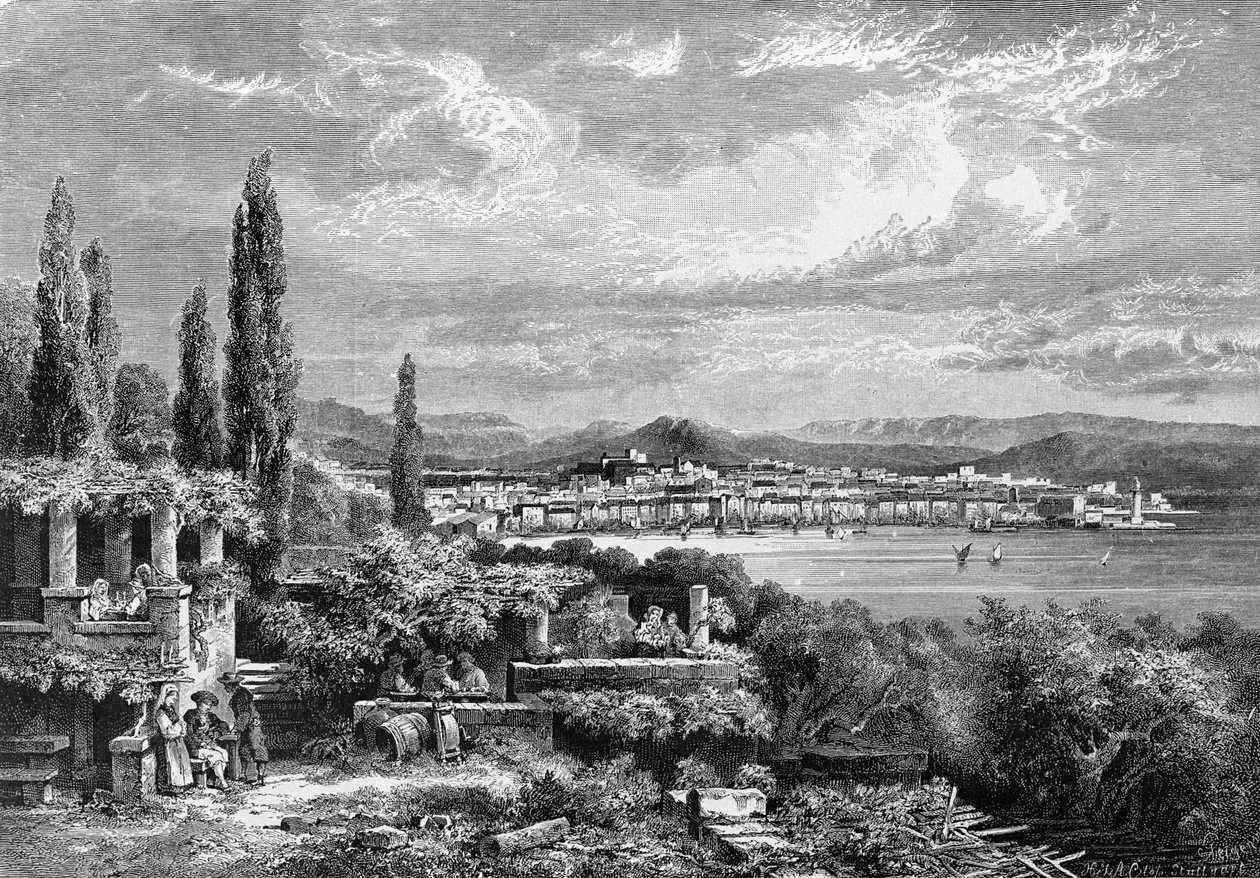 Vista de la ciudad de Trieste (en el período austríaco), grabado de 1885. de Unknown artist