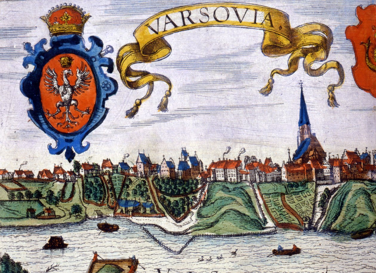 Vista de la ciudad de Varsovia con el escudo de armas de la ciudad. 1780. de Unknown artist