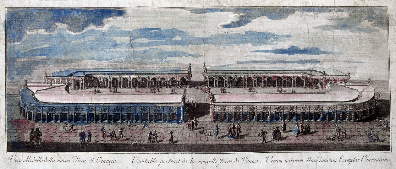 Vista de la feria de Venecia, Italia. Grabado del siglo XVIII. de Unknown artist