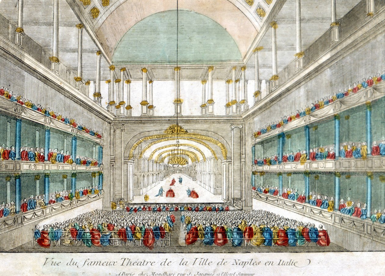 Vista del famoso teatro de la Ciudad de Nápoles en Italia de Unknown artist