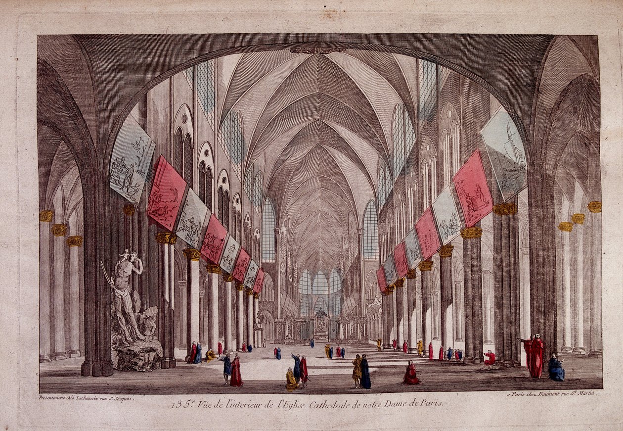 Vista del interior de Notre-Dame de París - vista óptica de Unknown artist