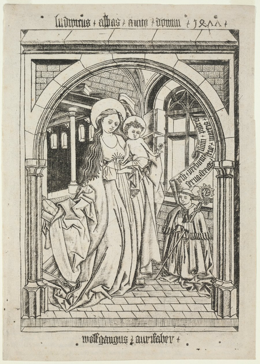 Virgen y Niño, Abad Ludwig Arrodillado de Unknown artist