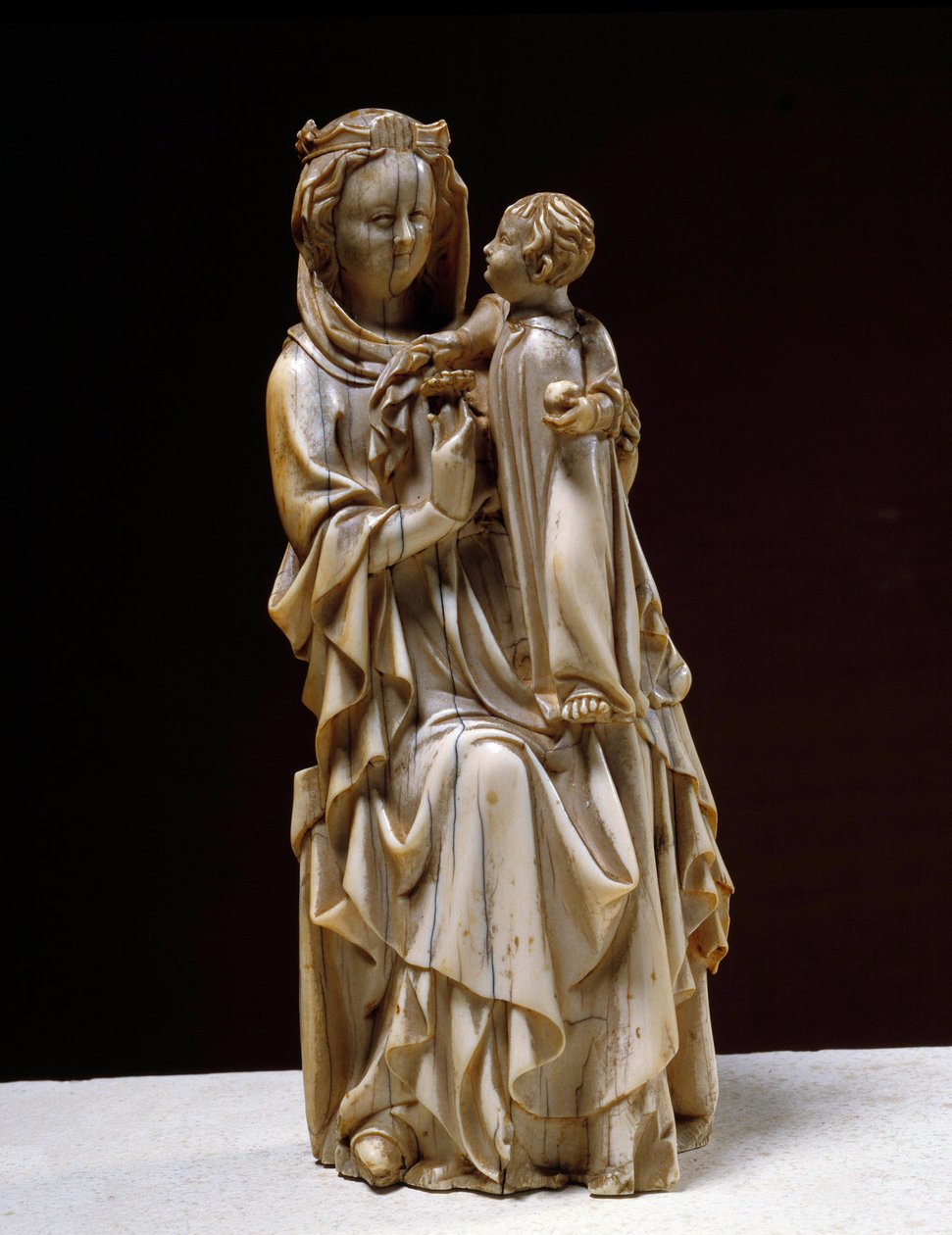 Virgen y Niño. Escultura de marfil del siglo XIV de Unknown artist