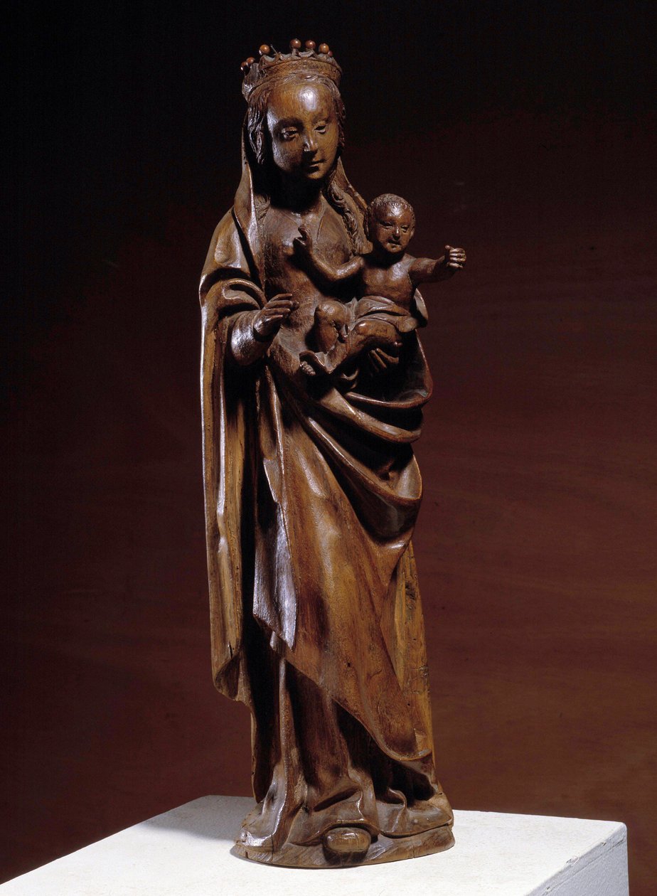 Virgen y Niño, escultura de madera del siglo XIV de Unknown artist