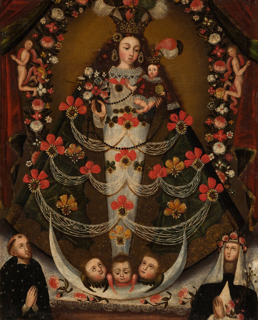 Virgen de Pomata con San Nicolás Tolentino y Santa Rosa de Lima de Unknown artist
