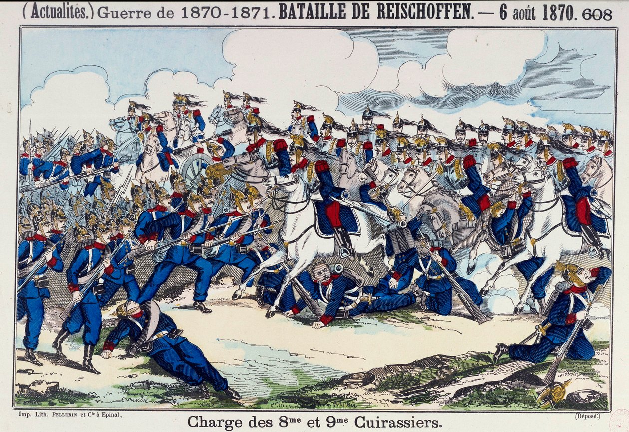 Guerra de 1870-1871: vista de la batalla de Froeschwiller y la carga de los acorazados de Unknown artist