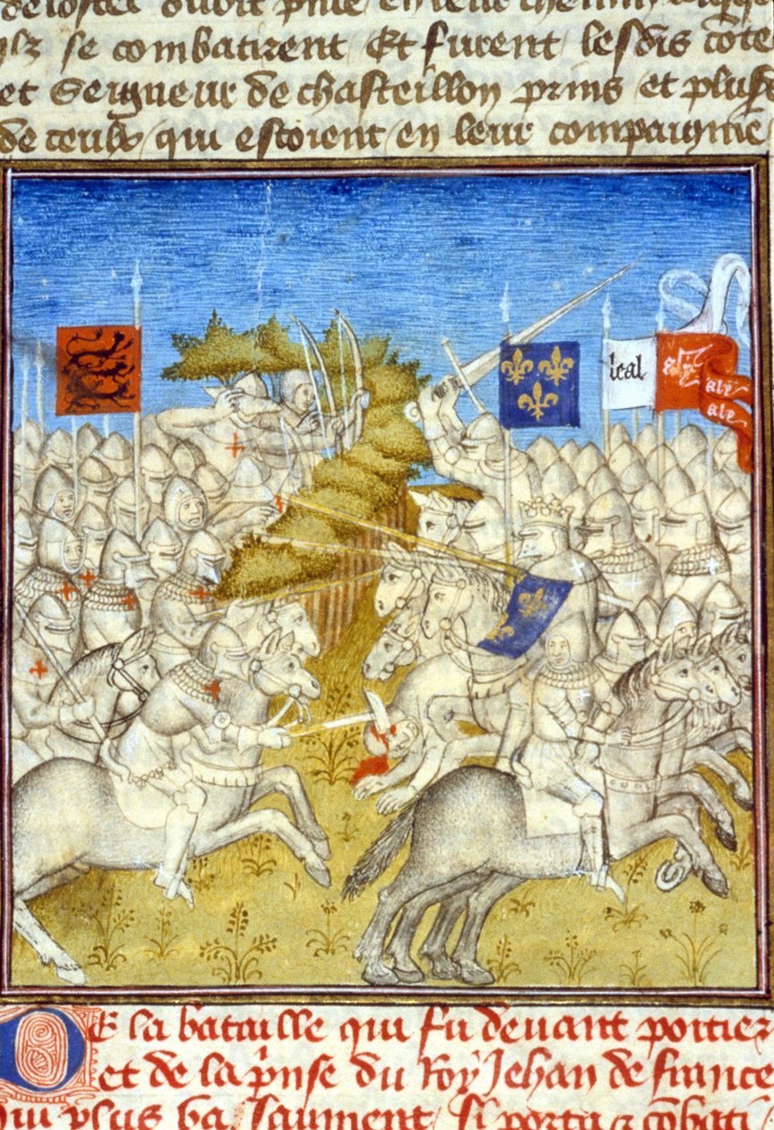 Guerra de los Cien Años: Batalla de Poitiers - en “Grandes Crónicas de Saint-Denis”, finales del siglo XIV de Unknown artist