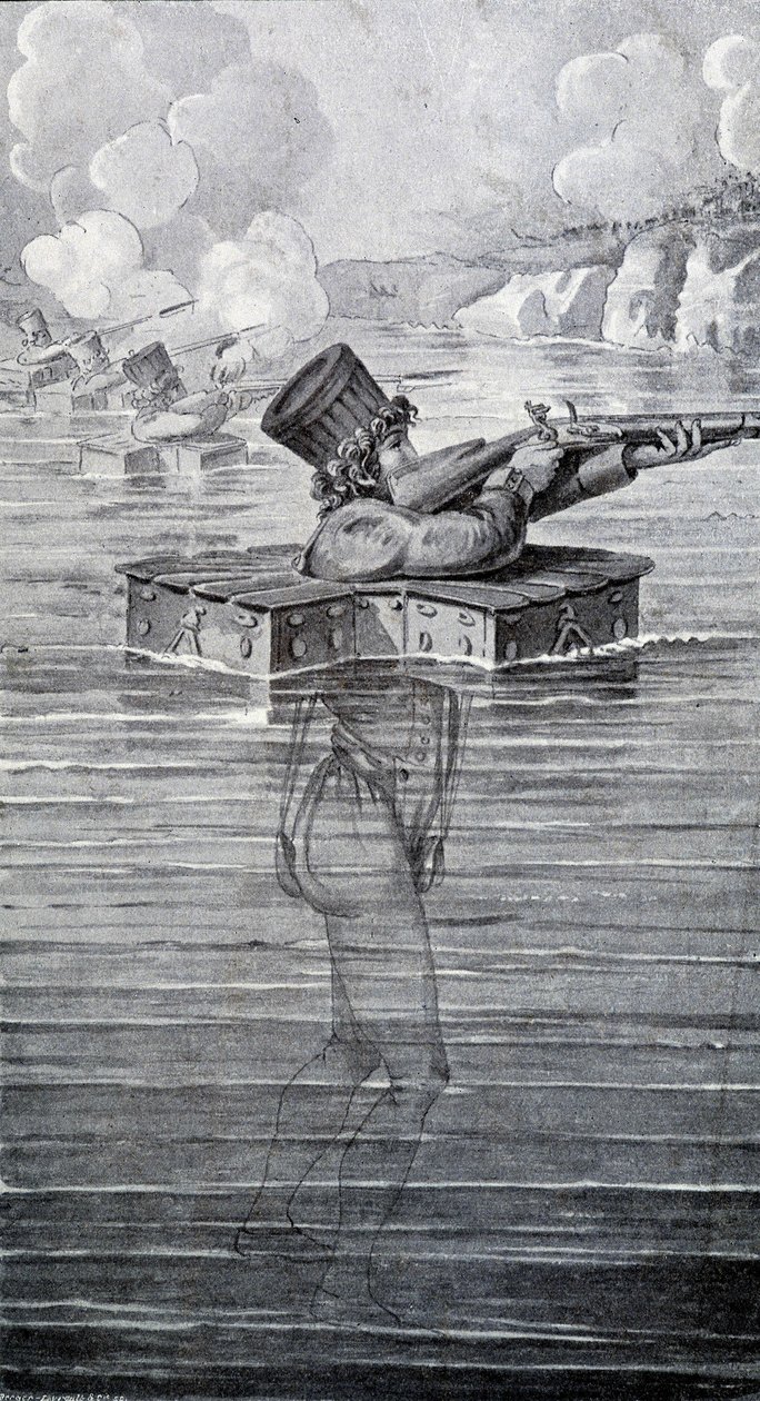 Traje de guerra del siglo XIX. Grabado del siglo XIX de Unknown artist