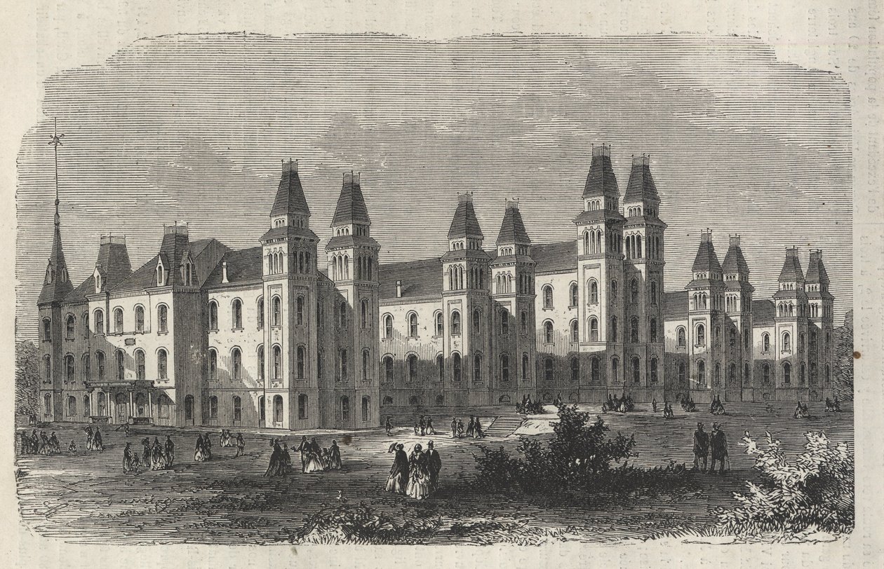 Hospital de Emigrantes de la Isla Ward - Estado de Nueva York - Establecimiento de la Comisión de Emigración - Grabado en “El Universo Ilustrado” de 1869 de Unknown artist