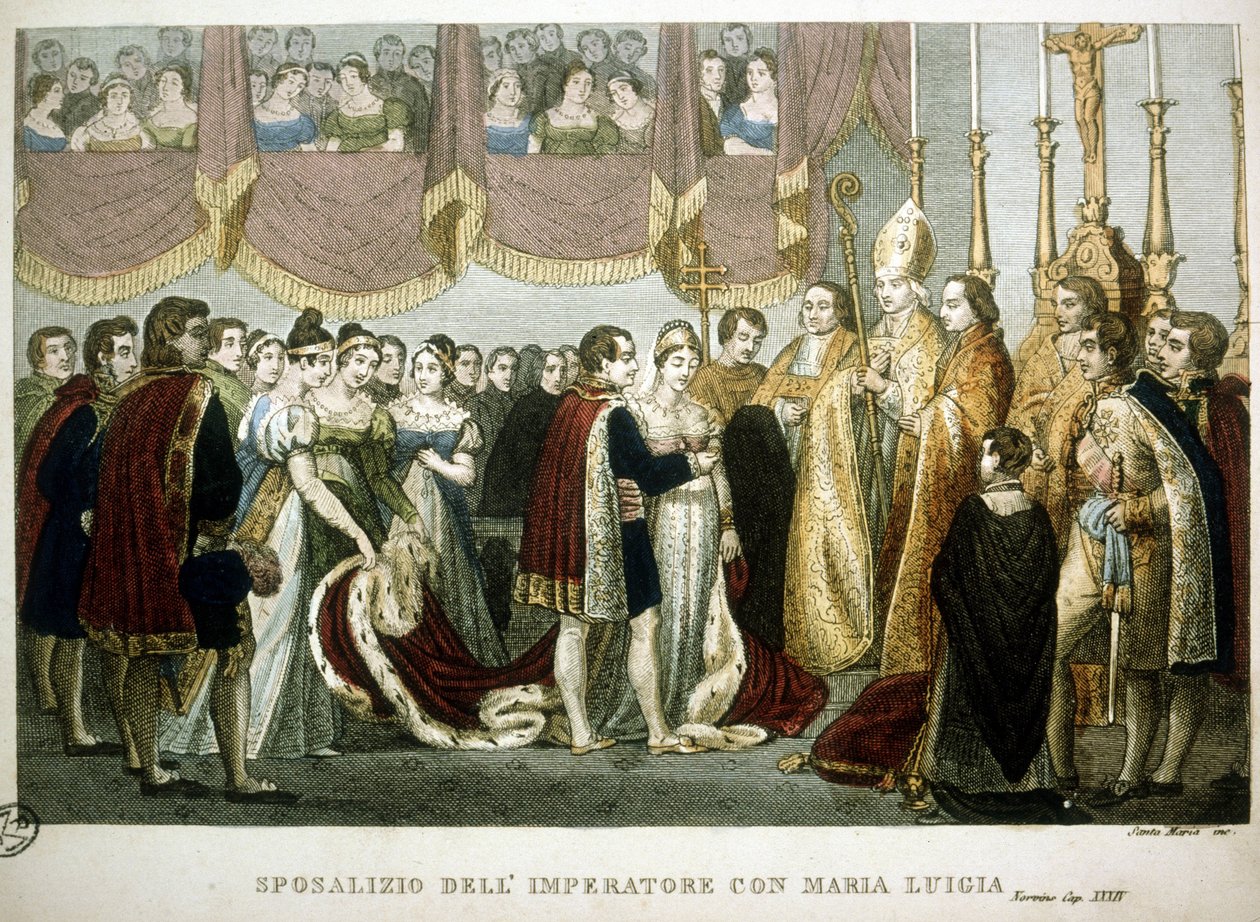 Ceremonia de boda entre Napoleón I y María Luisa de Habsburgo en la iglesia de los Agustinos en Viena, 2 de abril de Unknown artist