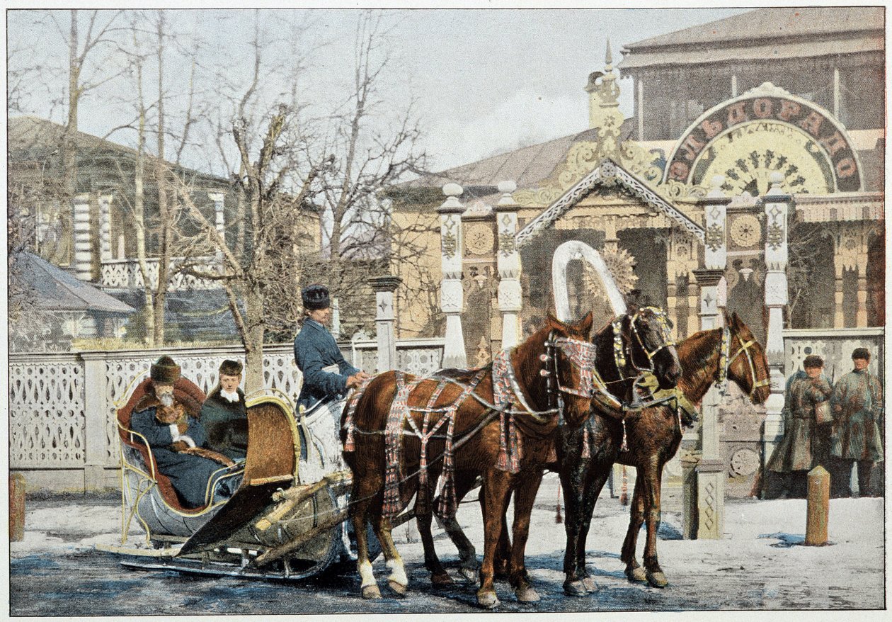 Troika de invierno en Moscú - fotografía, finales del siglo XIX de Unknown artist