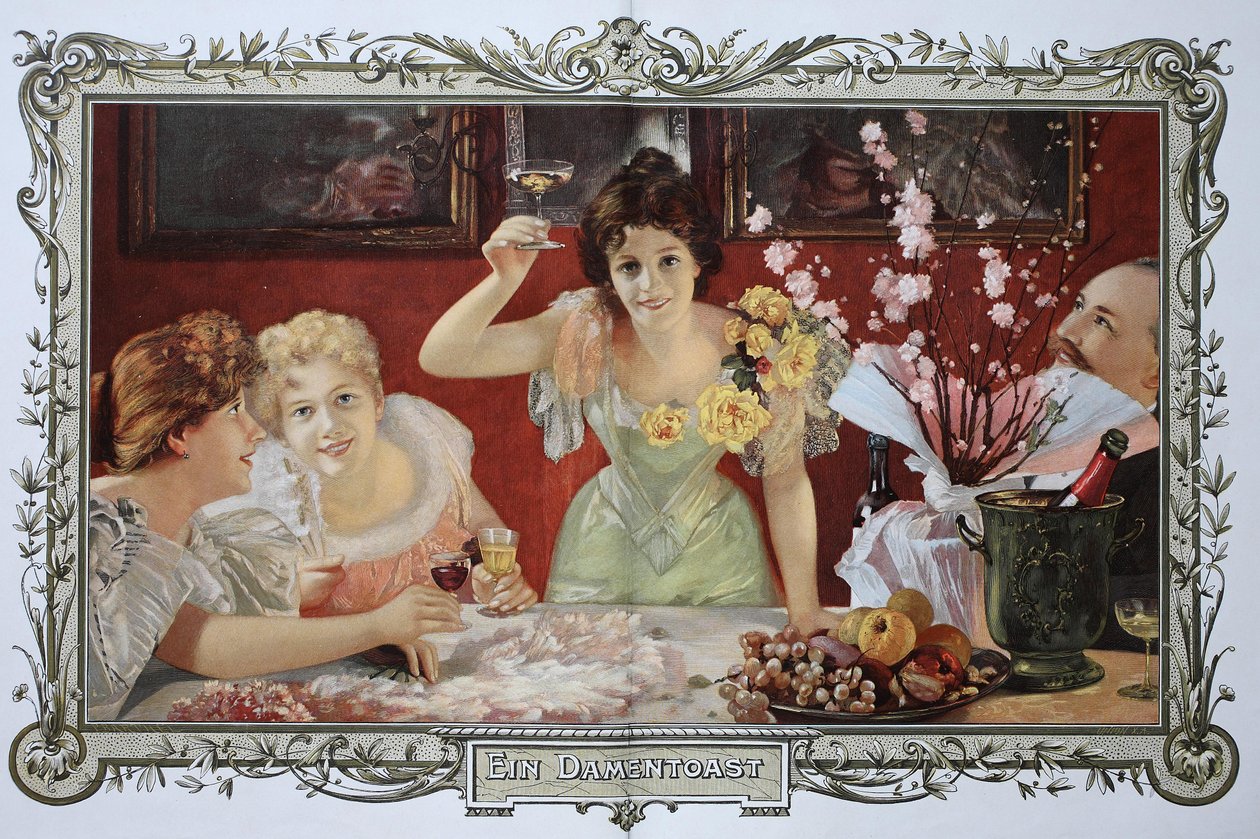 Mujeres bebiendo cócteles juntas en una fiesta de Unknown artist