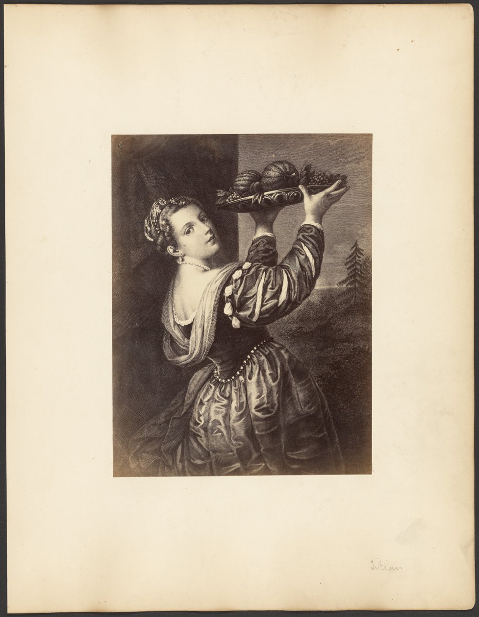 [Obra realizada a partir de "Muchacha con bandeja de frutas" de Tiziano] de Unknown artist