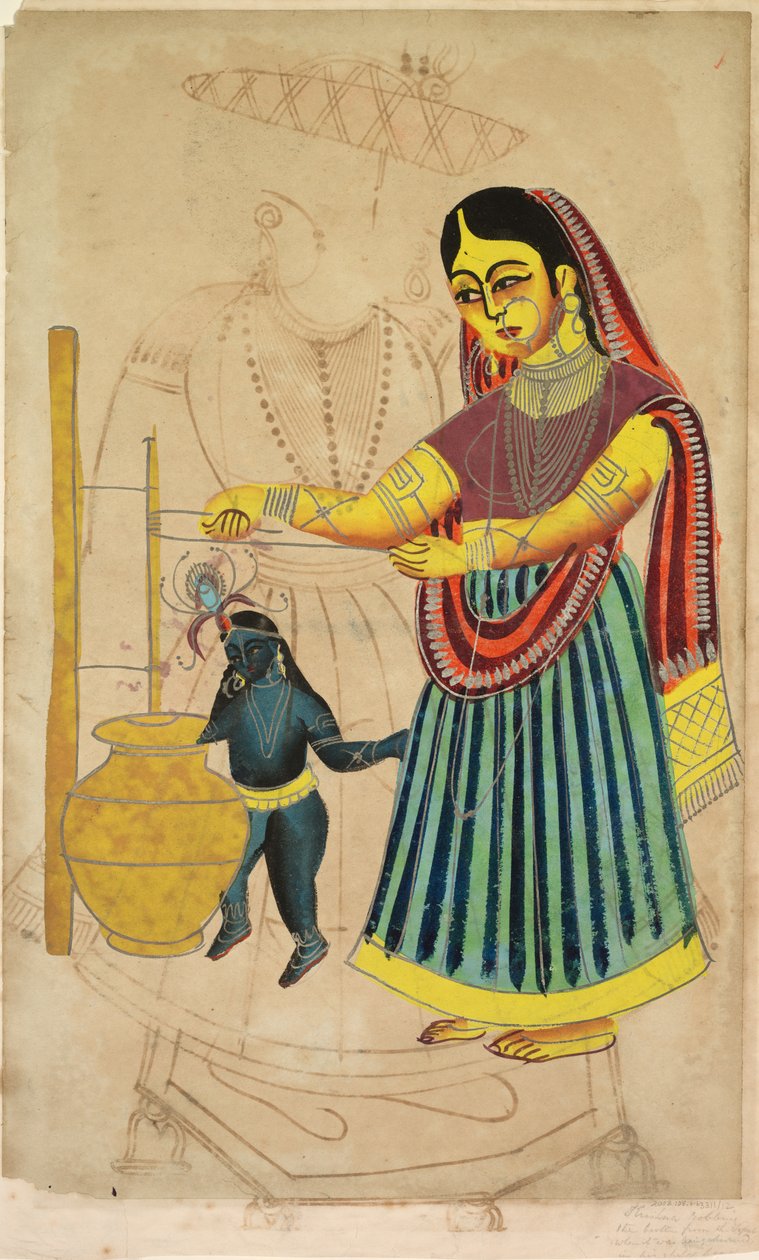 Yasoda Churning Butter (verso) de Unknown artist