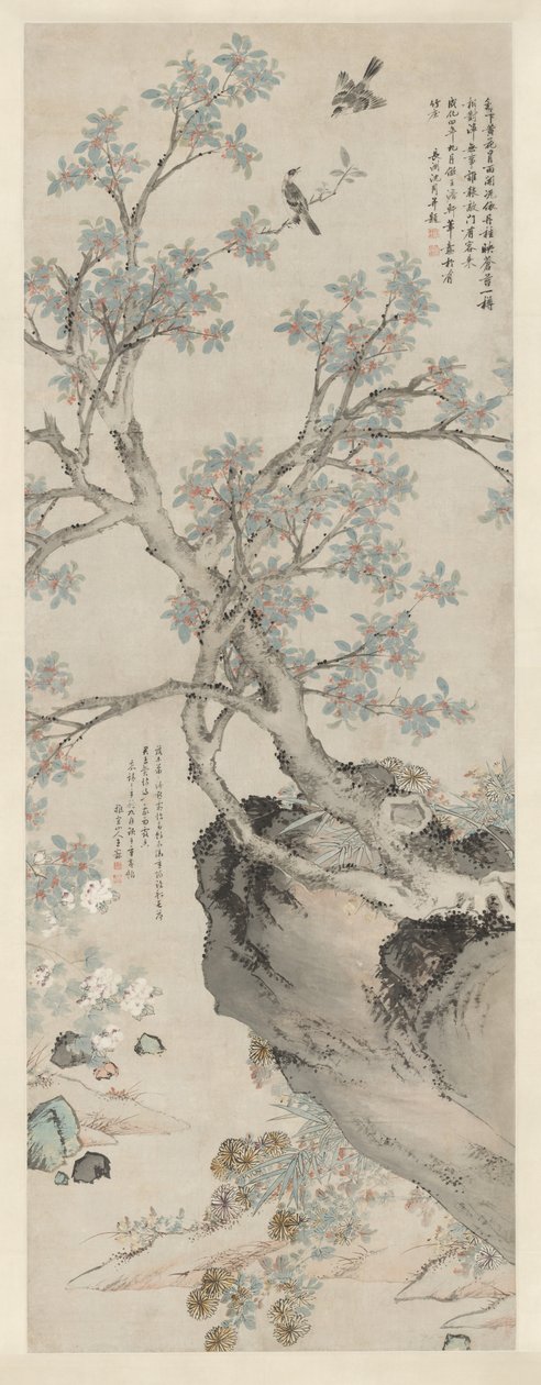 Yellow Chrysanthemums and Red Osmanthus in the Style of Wang Yuan de Unknown artist