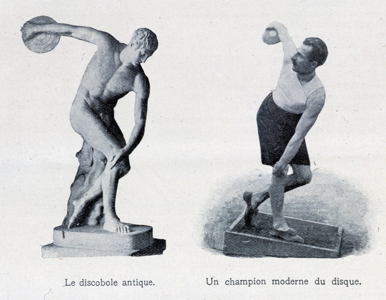 El antiguo discóbolo y un campeón moderno del récord de Unknown artist