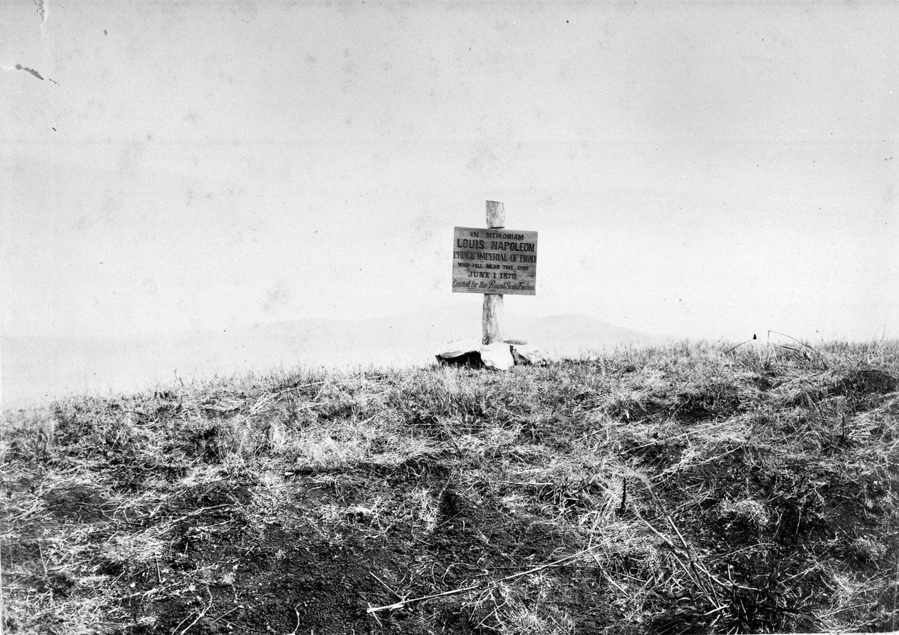 Tablón erigido por los Royal Scots Fusiliers para marcar el lugar donde cayó el Príncipe Imperial, 1879 de Unknown photographer