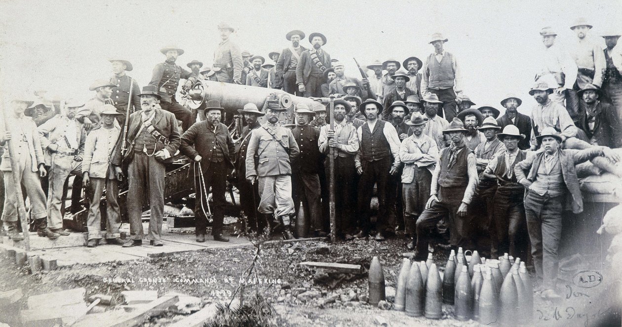 Bóers agrupados alrededor de un cañón durante la Guerra del Transvaal de Unknown photographer
