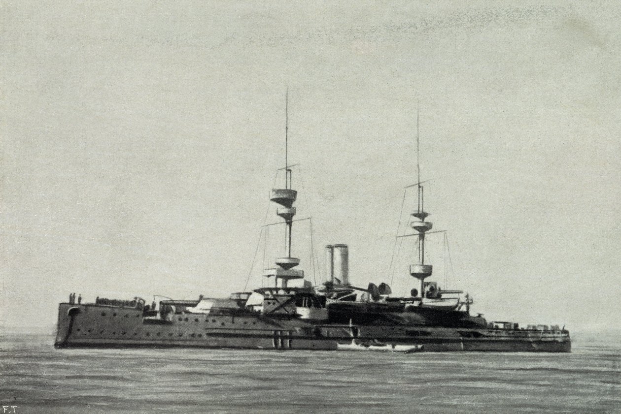 Acorazado inglés Ocean, hundido durante la batalla de los Dardanelos el 18 de marzo. de Unknown photographer