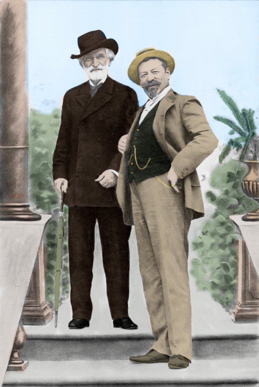 Giuseppe Verdi, compositor italiano (1813-1901), y el tenor Francesco Tamagno (1850-1905) en Montecatini a finales del siglo XIX. de Unknown photographer