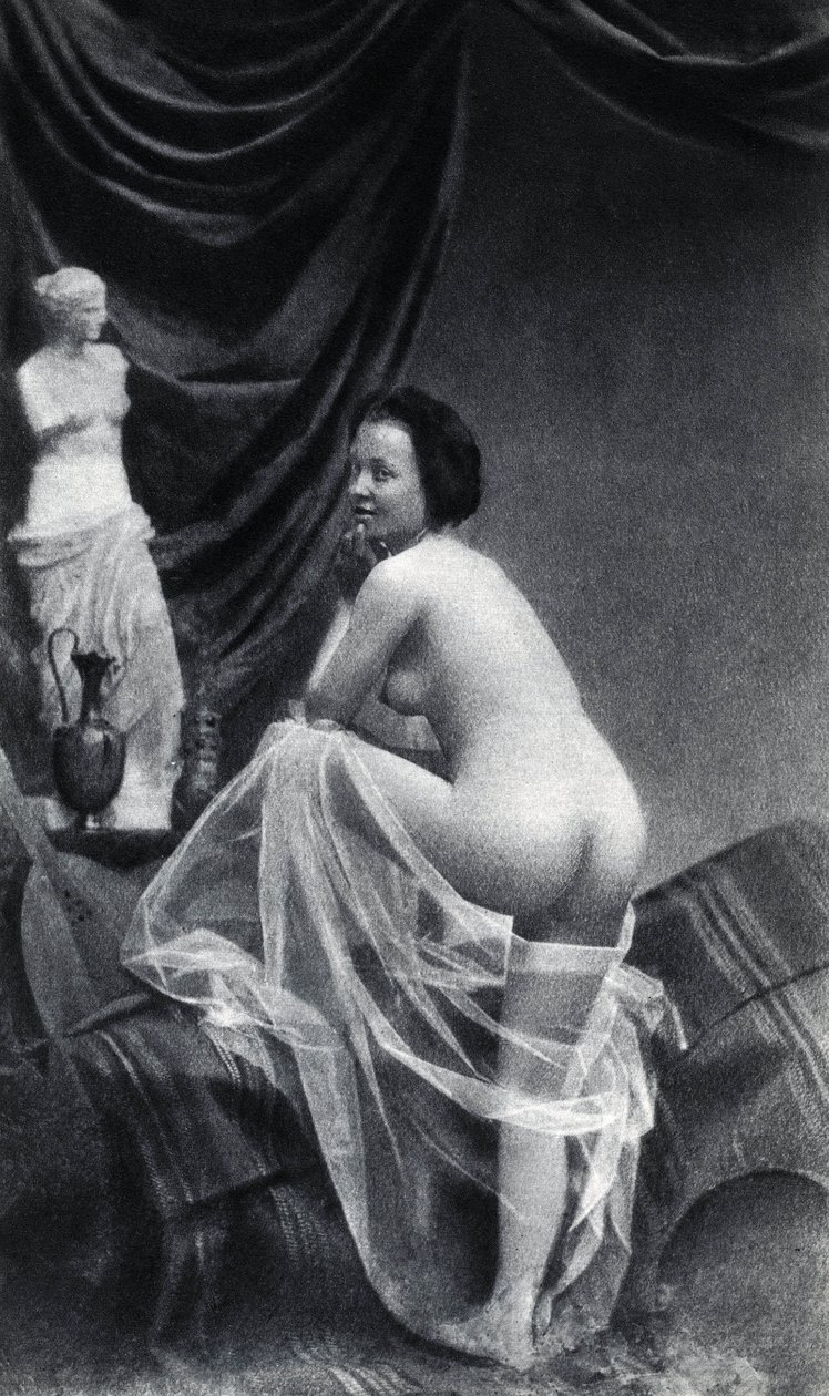 Mujer desnuda posando de espaldas alrededor de 1855 Fotografía anónima de Unknown photographer