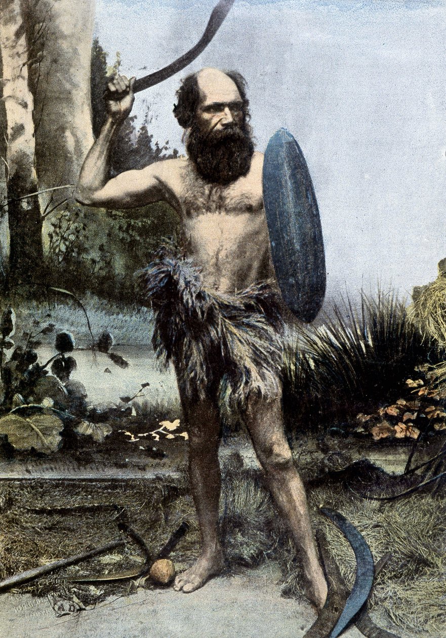 Arma nativa australiana de un boomerang - autochrome de Unknown photographer