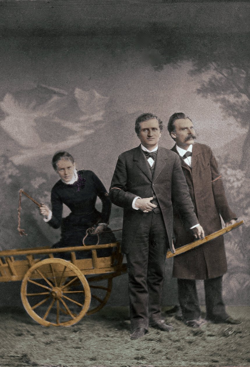 Paul Ree (1849-1901) filósofo inglés - Lou Andreas-Salome (1861-1937) psicoanalista rusa - Friedrich Nietzsche (1844-1900) filósofo alemán - Mayo 1882 (Lucerna, Atelier Jules Bonnet) de Unknown photographer