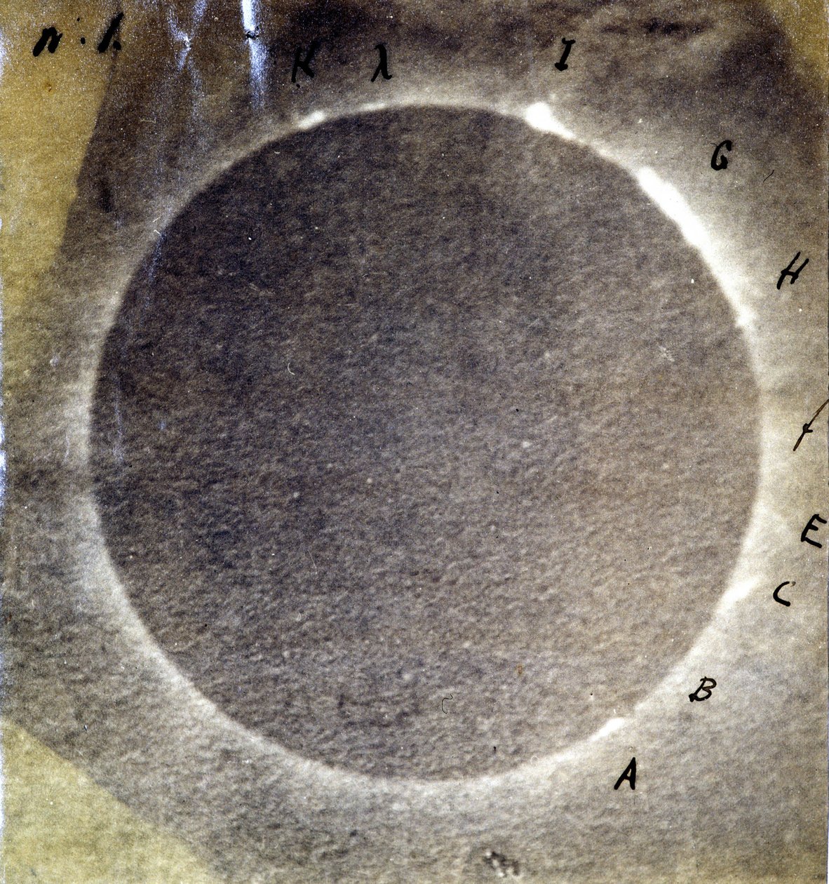 Fotografía del eclipse total del Sol del 18 de julio de 1860 y estudio de las protuberancias de luz resultantes de Unknown photographer