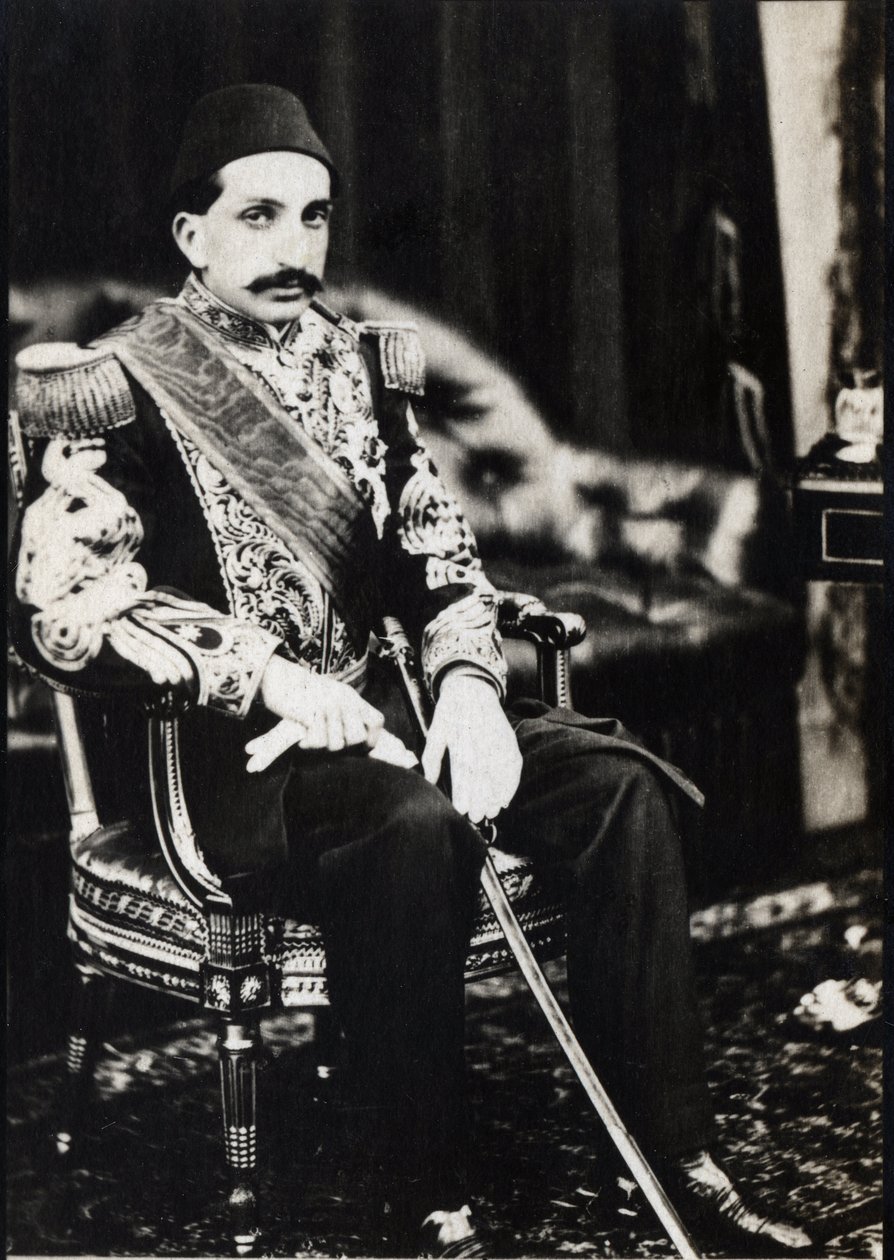 Retrato de Abdulhamid II (1842-1918), Sultán del Imperio Otomano (foto en b/n) de Unknown photographer