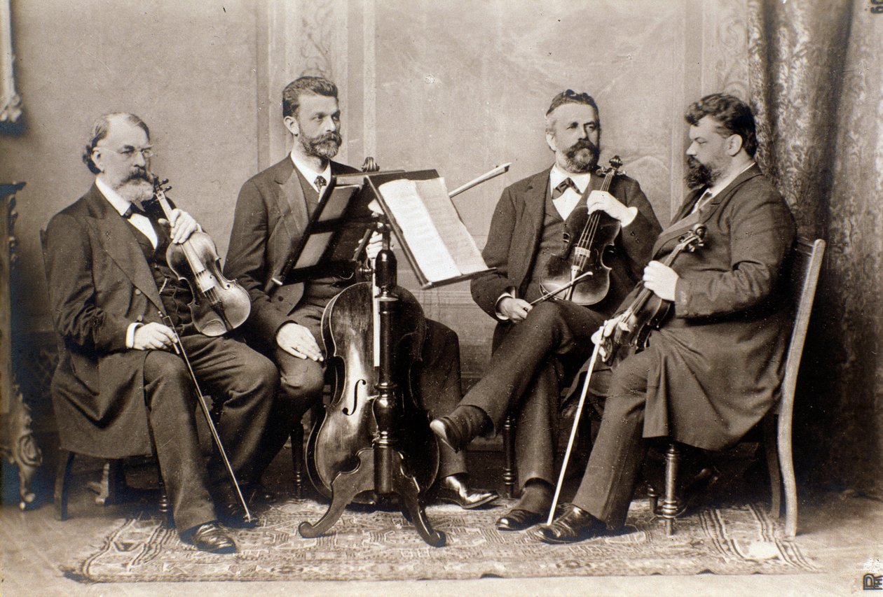 Retrato de los miembros del cuarteto Joachim, hacia 1900 (fotografía en blanco y negro) de Unknown photographer