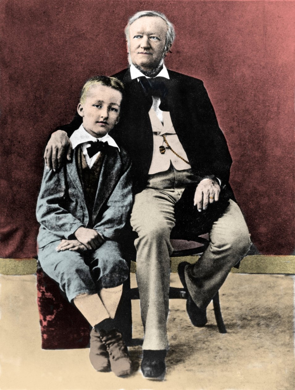 Richard Wagner con su hijo Siegfried Wagner (1869-1930) circa 1880 de Unknown photographer