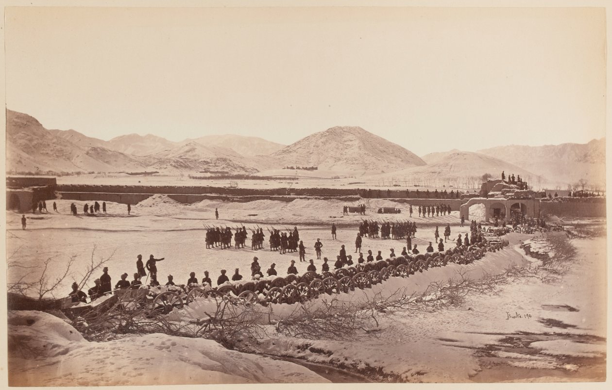 El Laager y Abattis, Cantón de Sherpur, diciembre de 1879 (foto en blanco y negro) de Unknown photographer
