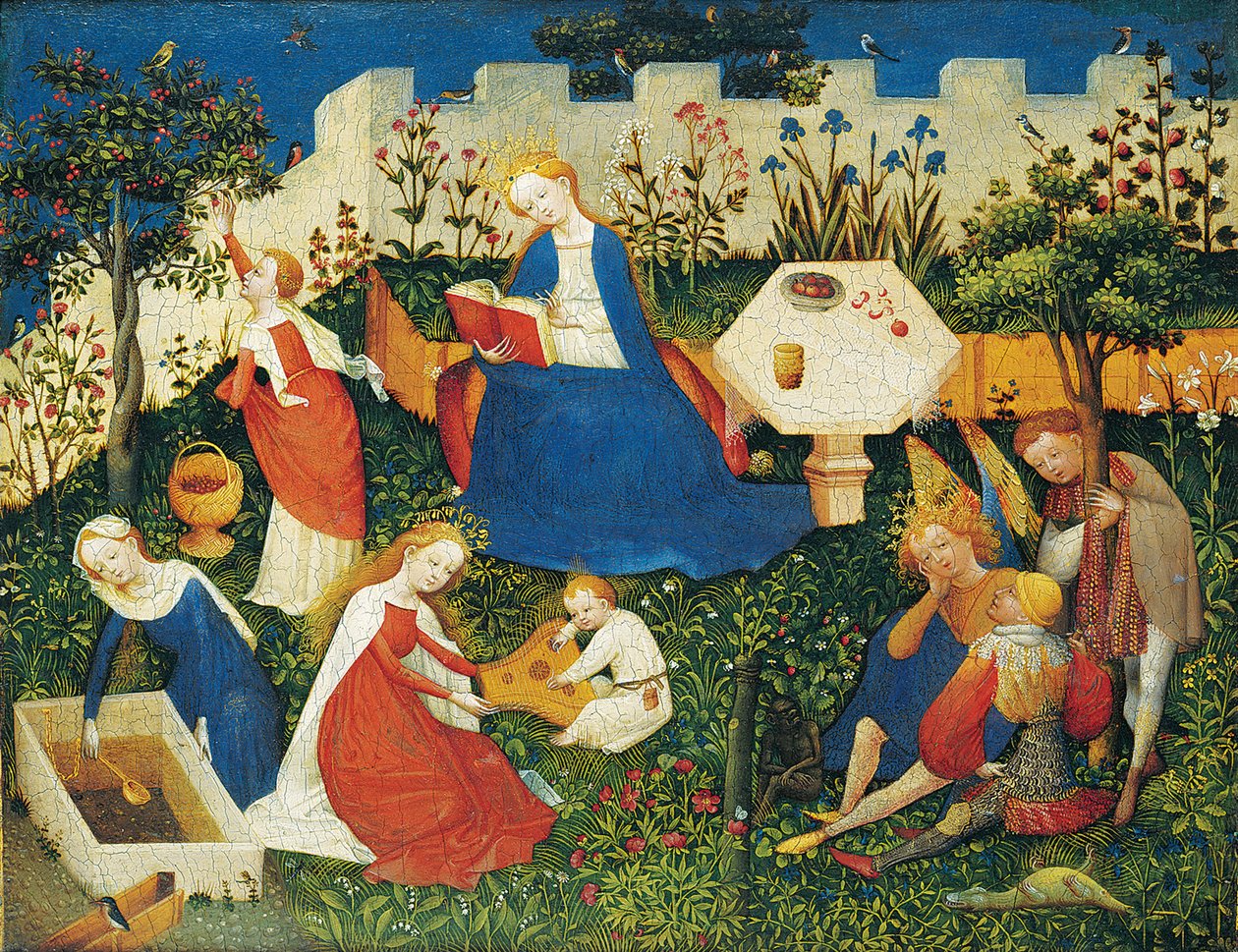 El pequeño jardín del paraíso, escena de Upper Rhenish Master