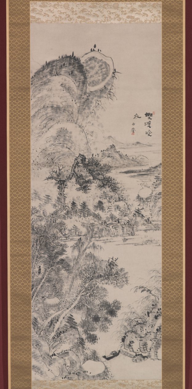 Empty Ferry at a Wilderness Crossing, c.1800 (tinta sobre papel) de Uragami Gyokudo