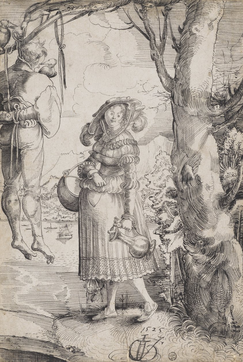 Mujer cerca de un ahorcado de Urs (1485-1528) Graf