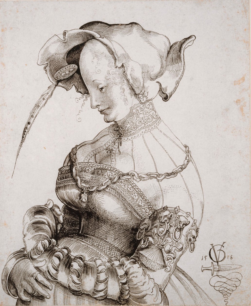 Prostituta en Medio Cuerpo, 1518 de Urs Graf