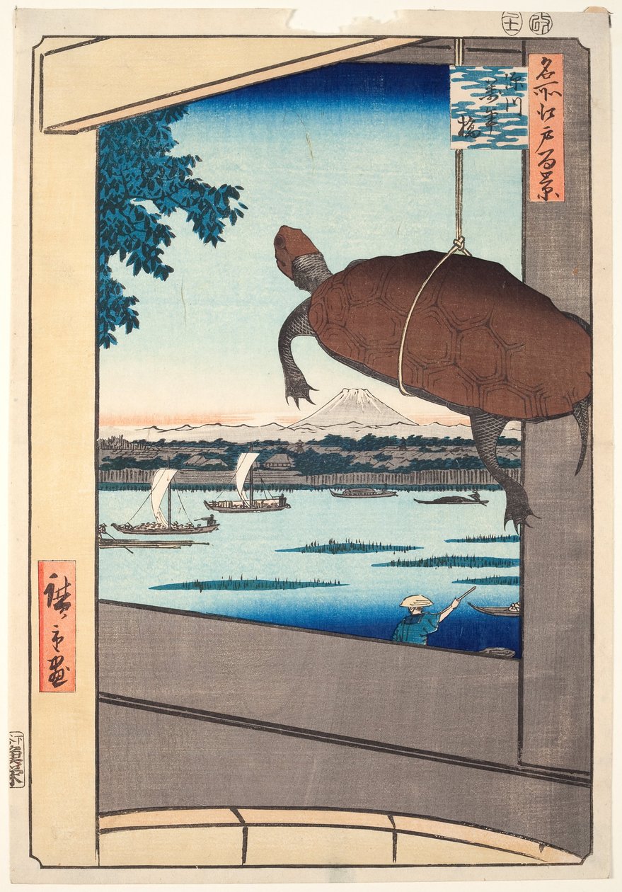 Puente Mannen, Fukagawa, de la serie Cien vistas famosas de Edo de Utagawa Hiroshige