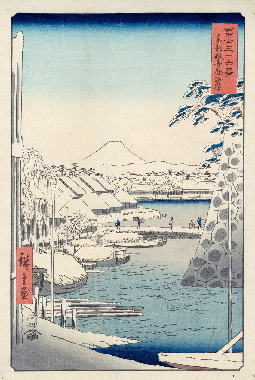 Ribera en Sukiya en Edo (Tto Sukiya-gashi), de la serie Treinta y seis vistas del Monte Fuji de Utagawa Hiroshige