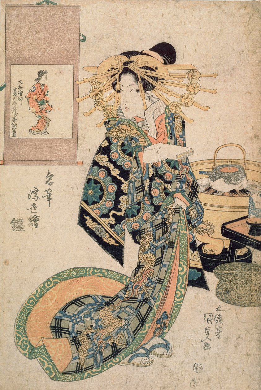 Cortesana comparada con una pintura de Moronobu, de la serie 