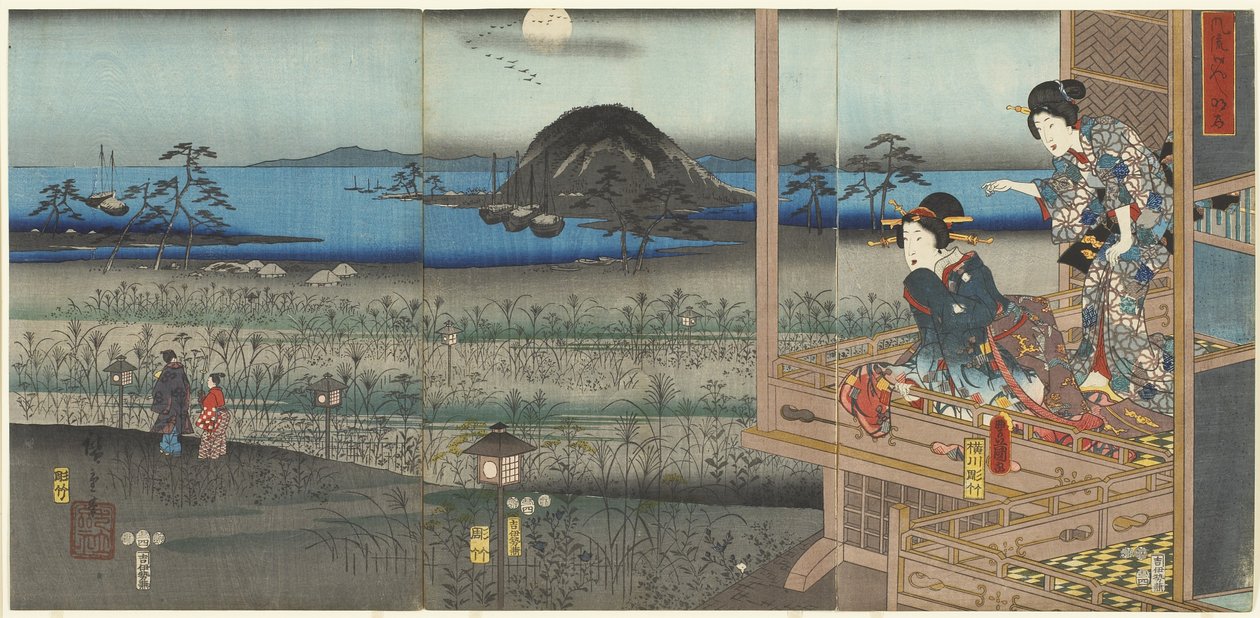La Escena de Akashi, abril de 1853 de Utagawa Kunisada