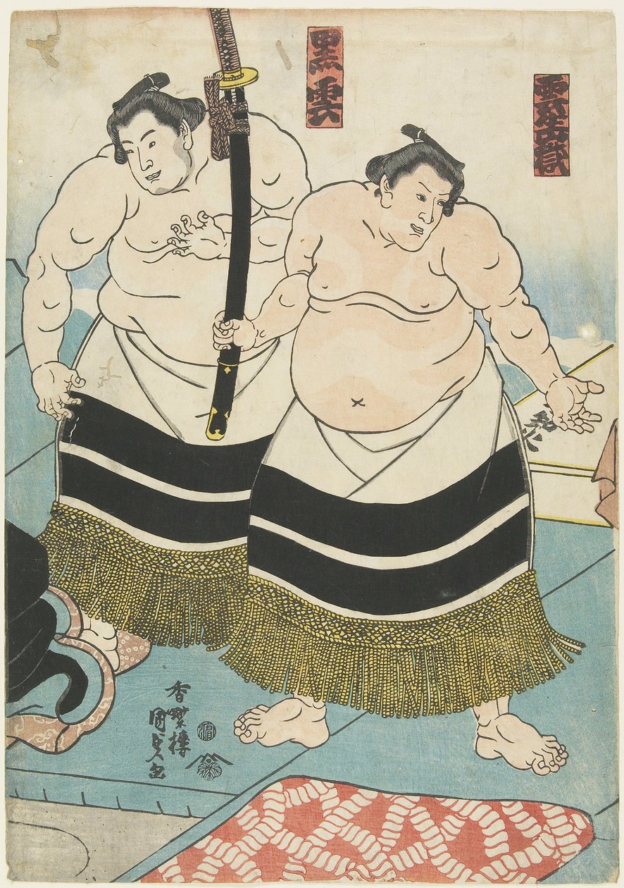 Los luchadores Unjo_dake y Kurokumo, 1843-1847 de Utagawa Kunisada