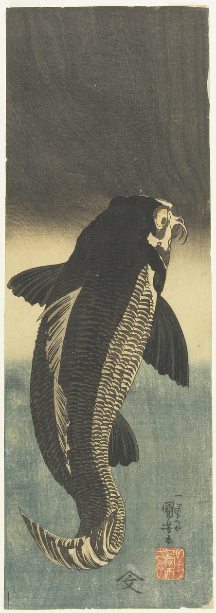 Carpa negra, c. 1842 de Utagawa Kuniyoshi