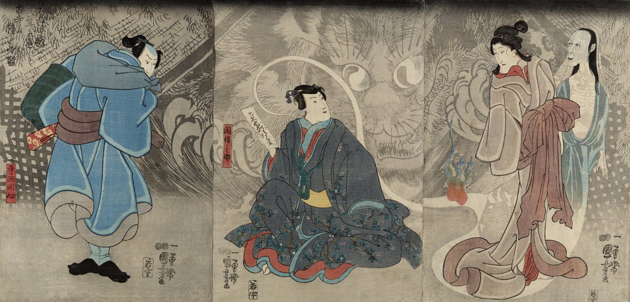 Escena de una historia de fantasmas: El demonio gato de Okazaki, 1847-48 de Utagawa Kuniyoshi