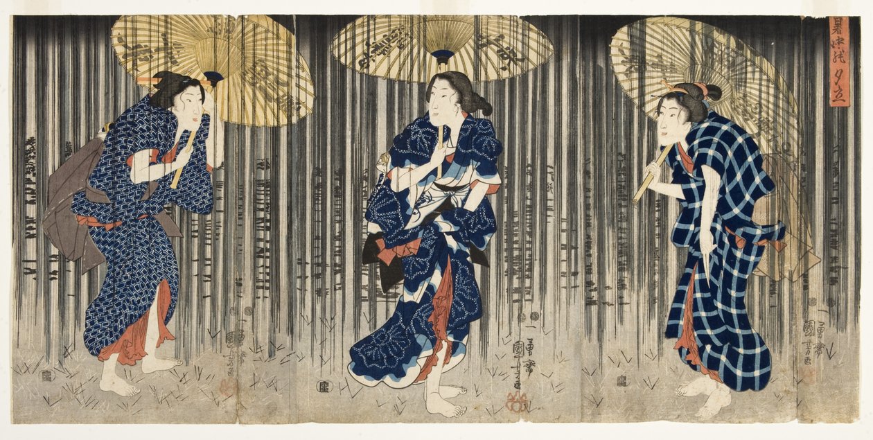 Lluvia repentina en el verano, c.1849-51 de Utagawa Kuniyoshi